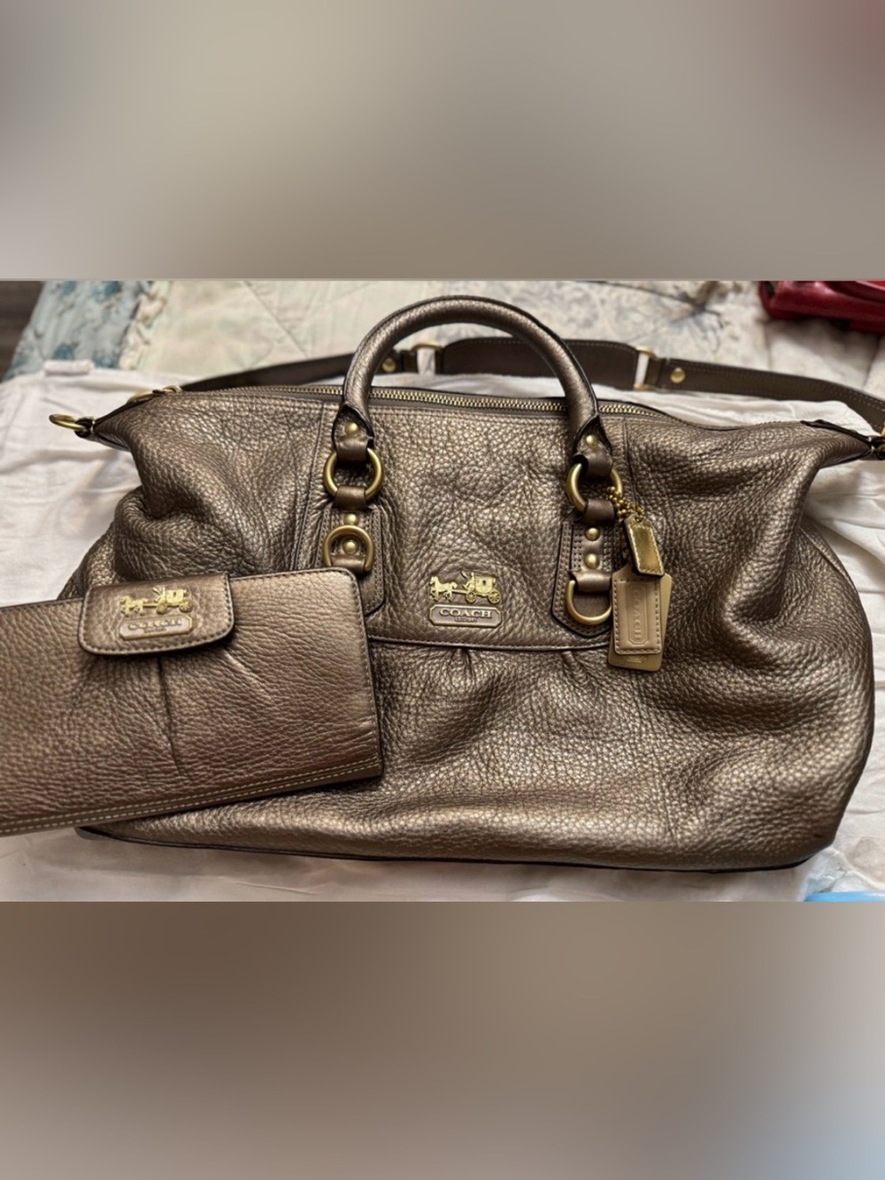 Coach Madison Y2K Metallic Bronze Leather Purse + Wallet Set - Picture 7 of 8